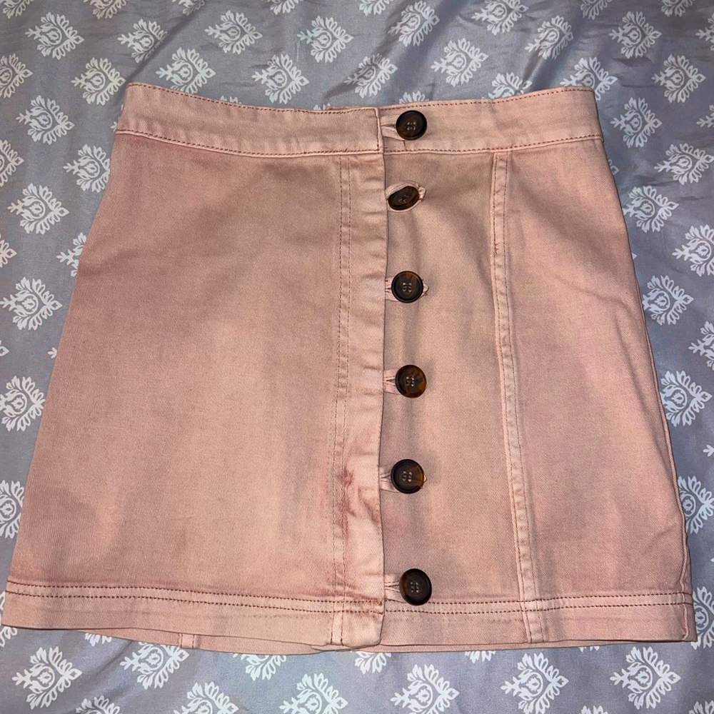 Altar’d State Womens XS Light Pink Denim Skirt With Buttons